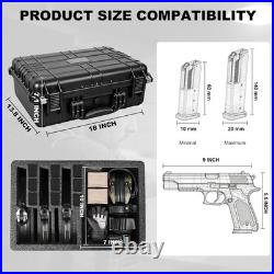 Hard Gun Case for Handguns, Lockable Pistol Case Holds Multiple Pistols & Magazin