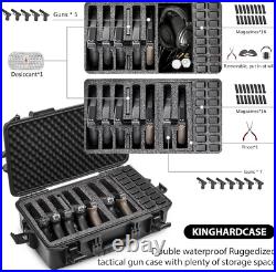Hard Pistol Cases Waterproof Compatible with 7 Pistols & 16 Magazines Durable Gu Hard Pistol Cases Waterproof Compatible with 7 Pistols & 16 Magazines Durable Gu