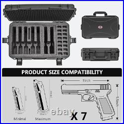 Hard Pistol Cases Waterproof Compatible with 7 Pistols & 16 Magazines Durable Gu Hard Pistol Cases Waterproof Compatible with 7 Pistols & 16 Magazines Durable Gu