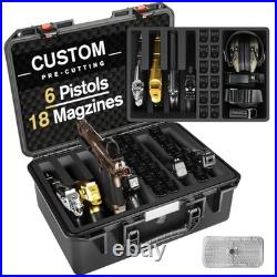 Hard Pistol Gun Case for Multiple Handguns & Magazines, Waterproof, Hard Shell