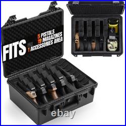 Hard Shell Gun Case for 3/5/8 Handguns, Waterproof Pistol Carrying Case, TSA Loc