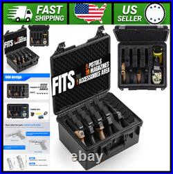 Hard Shell Waterproof Pistol Case for 3 to 8 Handguns, TSA Lockholes
