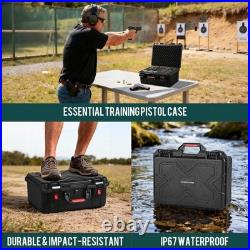 Hard Waterproof Gun Case, TSA-Approved Pistol Holder, Lockable with Foam, Heavy