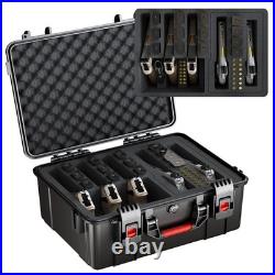 Heavy Duty Pistol Case for 5 Handguns & 13 Magazines Durable Black Storage Box