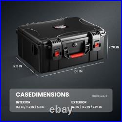 Heavy Duty Pistol Case for 5 Handguns & 13 Magazines Durable Black Storage Box