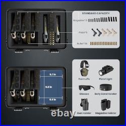 Heavy Duty Pistol Case for 5 Handguns & 13 Magazines Durable Black Storage Box