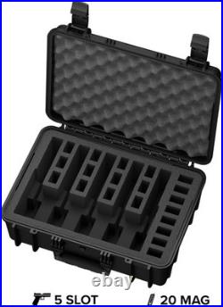 Heavy Duty Waterproof 5 Pistol Gun Case with Foam Slots