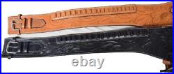 Holster Belt Cartridge Loops Western Holster Genuine Leather Black Tooled Cowboy