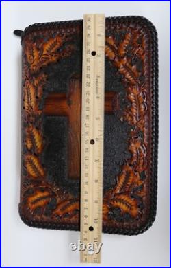 Holy Bible Concealed Carry Hand Crafted Tooled Leather Gun Rug Case Brown/black