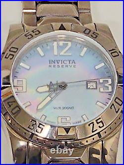 Invicta Reserve Mens Watch 0515 Mother-of-Pearl Dial Gun Metal withHard Case RARE