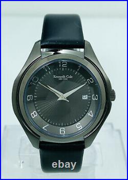 Kenneth Cole KC1216 Black Stainless Steel Case GunMetal Dial Leather Strap Watch