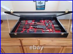 Knife Display Case Gun Pistol 22 x 18 x 4 USA Trade Show Revolver Wood Black Box