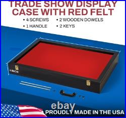 Knife Display Case Gun Pistol 22 x 18 x 4 USA Trade Show Revolver Wood Black Box