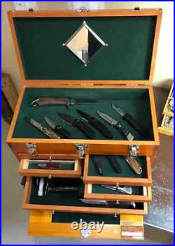 Knife Display Case Walnut & Black 8 Drawer Pistol Gun Wood Cabinet EDC Chest Box Knife Display Case Walnut & Black 8 Drawer Pistol Gun Wood Cabinet EDC Chest Box