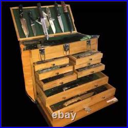 Knife Display Case Walnut & Black 8 Drawer Pistol Gun Wood Cabinet EDC Chest Box Knife Display Case Walnut & Black 8 Drawer Pistol Gun Wood Cabinet EDC Chest Box