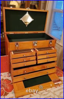 Knife Display Case Walnut & Black 8 Drawer Pistol Gun Wood Cabinet EDC Chest Box Knife Display Case Walnut & Black 8 Drawer Pistol Gun Wood Cabinet EDC Chest Box