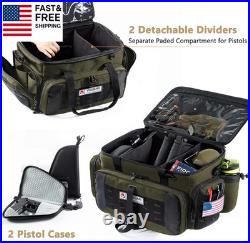 Large Pistol Range Bag Shooting Tactical Gun Range Bag Pistol Cases, Gun Bags