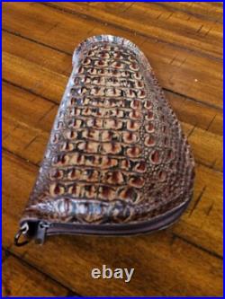 Leather Gator Print Zippered Pistol Case 12 L, 6 1/2 widest point, made in USA