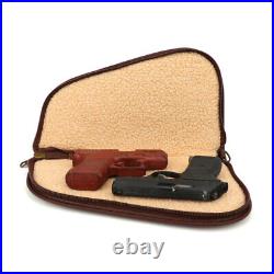Leather Hangun Case Fleece Padded Handgun Storage Bag Pistol Carry Pouch in USA