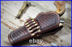 Leather Holster Gun Case Western Cowboy Holsters with Ammo Loops Revolver Cover