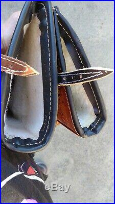 Leather Long Gun Rifle Case Brown Hand Tooled Buckles Straps Deer Hunting