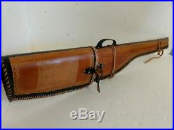 Leather Shearling Lined Rifle/Gun Carrying Case Hand Tooled Buck Deer Mexico EUC