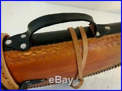 Leather Shearling Lined Rifle/Gun Carrying Case Hand Tooled Buck Deer Mexico EUC