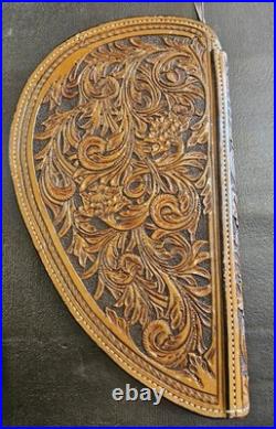 Leather Tooled Zipper Case For Pistol Very Heavy Duty Leather Well Built