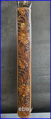 Leather Tooled Zipper Case For Pistol Very Heavy Duty Leather Well Built