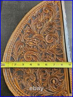 Leather Tooled Zipper Case For Pistol Very Heavy Duty Leather Well Built
