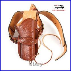 Leather Western Hand Tooled Gun Holster and Belt