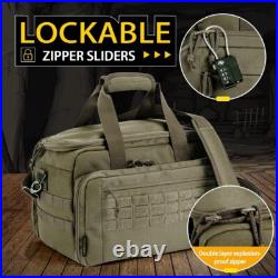 Lockable Double-Layer Pistol Range Bag Safe Soft Carrying Case for Shooters Lockable Double-Layer Pistol Range Bag Safe Soft Carrying Case for Shooters