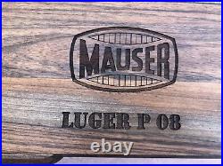 Luger P 08 Mauser Presentation Case. Turkish Walnut Wood. Handmade Display Case