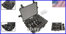 Luxury Hard Plastic Firearm Case Holds 5 Pistols, 30 Magazines, Waterproof