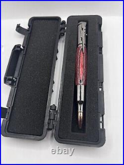 Mini Bolt Action Pen CHROME Red Wood Made In USA PARKER HAND MADE Gun Case