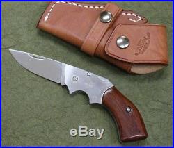 Moki knife Gun Brade MK-500B Folding knife withleather case Hand made
