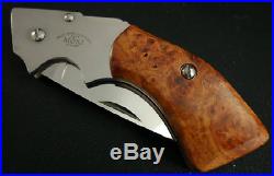 Moki knife Gun Brade MK-502J Folding knife withleather case Hand made