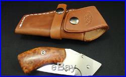 Moki knife Gun Brade MK-502J Folding knife withleather case Hand made