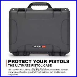 NANUK 910 Graphite Waterproof 2UP Classic Pistol Hard Case (910CLASG7)