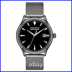 NEW! MOVADO Heritage Men's Watch Black Dial Illuminating Indices IP Case 3650119
