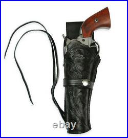 NEW RIGHT. 22 Cal Cross Draw Tooled Leather Case Revolver Holster Gun Pistol SASS