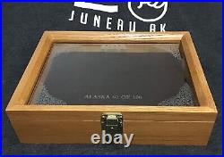 NRA ALASKA Solid Wood with Glass Top Locking (withkey) Presentation Case! 9x12