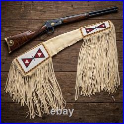 Native Fringe Beaded Suede Gun Cover Handmade Rifle Scabbard Western Cowboy