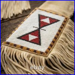 Native Fringe Beaded Suede Gun Cover Handmade Rifle Scabbard Western Cowboy