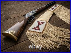 Native Fringe Beaded Suede Gun Cover Handmade Rifle Scabbard Western Cowboy