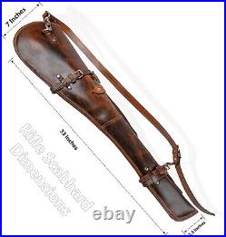 New 33 Inch Hand Tooled Rifle Cover Scabbard Shotgun Sleeve Genuine Leather Case