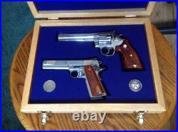 New Custom Wood Double Pistol Display Case For Colt 1911, Python, Saa, S&w