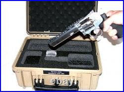 New Tan Armourcase Waterproof 1450 case + precut 1 Revolver pistol handgun foam