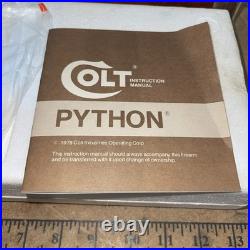 Original 1970's Colt Python Box, Styrofoam, Papers and Manual, 6 Blue Magnum