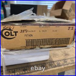 Original 1970's Colt Python Box, Styrofoam, Papers and Manual, 6 Blue Magnum